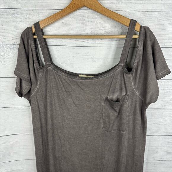 Cloth & Stone Womens size Large Cold Shoulder Midi Dress Gray Beachy Coastal - Picture 4 of 9